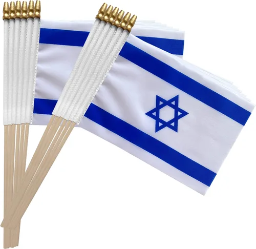 Vista 5 de TSMD Banderas pequeñas de mano israelíes, 5 x 8 pulgadas, paquete de 12