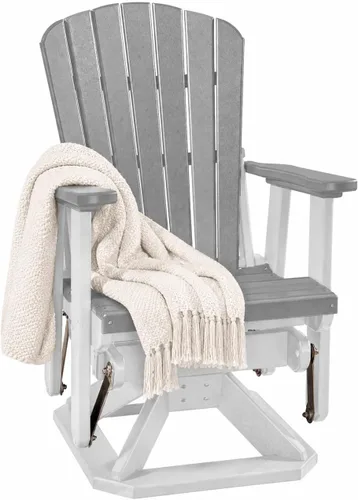 Vista 10 de DutchCrafters Slat Fan Back Poly Adirondack Swivel Glider Outdoor Patio Chair (Black)