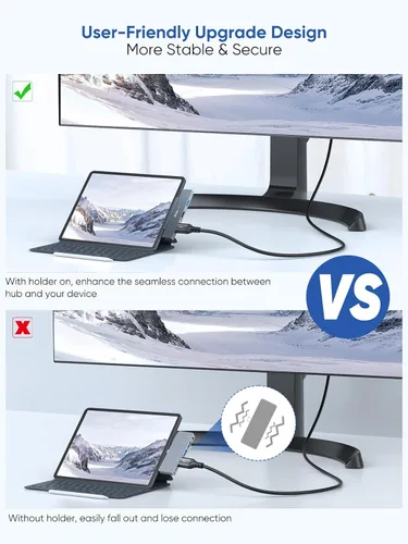 Vista 4 de Adaptador de Hub Multipuerto USB C para iPad Pro - Dockteck USBC Hub 5 en 1 con PD de 100W, HDMI 4K 60Hz, Audio, USB 3.0, Dock USB C con Agarre