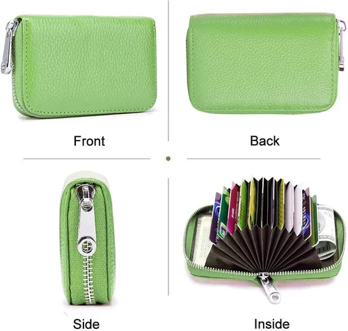 Vista 3 de EASTNIGHTS Cartera de cuero genuino para tarjetas de crédito RFID con cremallera