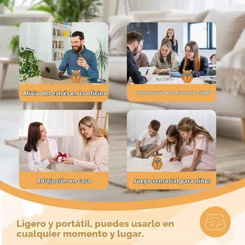 Vista 7 de Juguete de peluche con purpurina de búho, elástico sensorial, diseño lindo Búho naranja