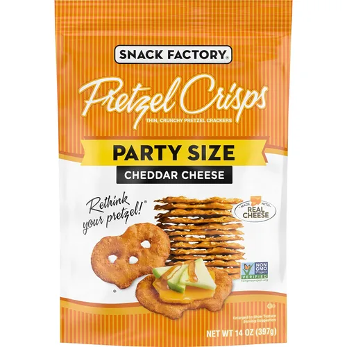 Vista 10 de Snack Factory Pretzel Crisps, Queso Cheddar, 7.2 Oz