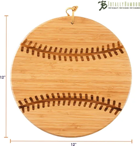 Vista 6 de Totally Bamboo Tabla de cortar de madera de bambú con forma de béisbol y tabla de charcutería, gran regalo para los fanáticos del béisbol