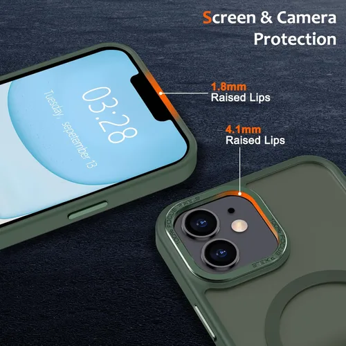 Vista 573 de Anuck - Funda magnética para iPhone 11 compatible con MagSafe, carcasa trasera mate translúcida dura, borde de TPU, delgada, resistente a impactos
