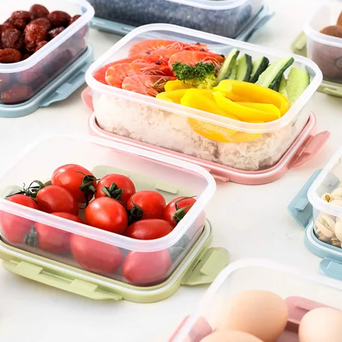 Vista 6 de Recipientes de almacenamiento de alimentos con tapas herméticas, recipientes de preparación de alimentos, contenedores de almuerzo con tapas Azul