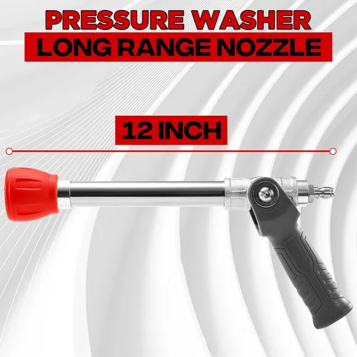 Vista 4 de Boquilla ajustable para lavadora a presión de largo alcance para revestimiento de 2 pisos 2 Mode Shooter Tip, 12" Stainless Steel Lance, 1/4