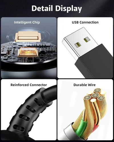 Vista 4 de Paquete de 2/5 pies para cargador de reloj Samsung compatible con Galaxy 7/6/6 Classic/5/5 Pro/4/4 Classic/3/Active Ultra/FE cable de carga USB-Negro