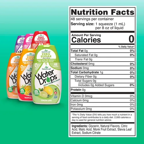 Vista 2 de SweetLeaf Gotas aromatizantes de agua, potenciador de agua de stevia, sin azúcar, aditivo de agua cero calorías para sabor, contiene extracto