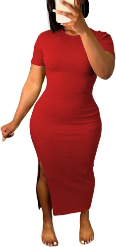 Vista 16 de Women's Casual Short Sleeve Dress T Shirt Bodycon Dresses V Neck Maxi Sundress Basic Party Club Dress
