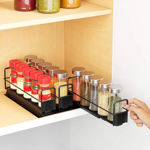 Vista 5 de SpaceAid Organizador de estantes de especias extraíble para gabinete, organizador de condimentos deslizante y resistente para cocina, organizador