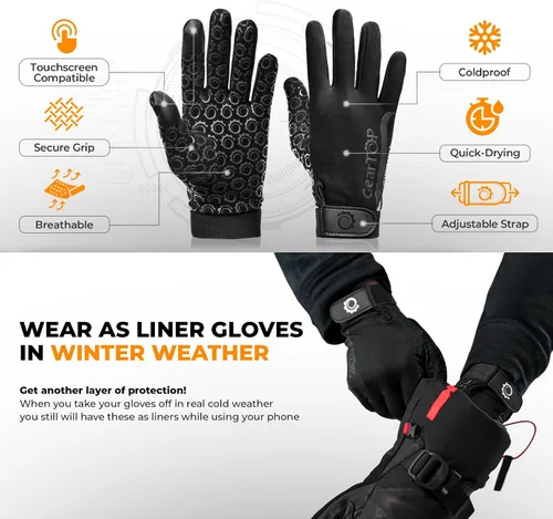 Vista 6 de GearTOP Football Gloves for Men & Women for Cold Weather, Touchscreen Winter Gloves Men Running Gear, Warm Glove Liners for Hiking, Freezer Gloves