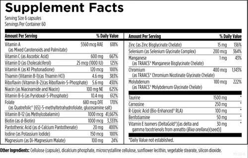 Vista 5 de Designs for Health Metabolic Synergy - Suplemento multivitamínico y mineral con cromo, zinc, selenio, ácido R-lipoico, vitaminas y más (360 cápsulas)