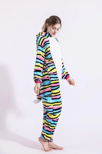 Vista 5 de RoseFinch Fang Pijama de gato de color animal para adultos y niños, lindo cosplay, Halloween, Navidad, disfraz de invierno para niñas