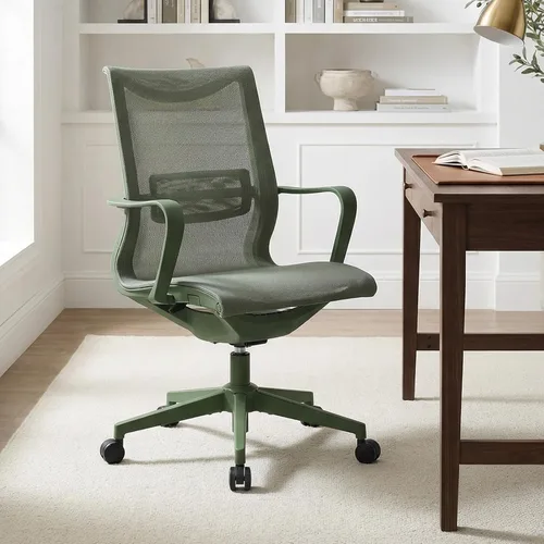 Vista 11 de LuxErgo Ergonomic Mesh Office Chair with Lumbar Support Mid Back Desk Chair Adjustable Height, 115° Recline & Armrests, 360° Swivel Rolling