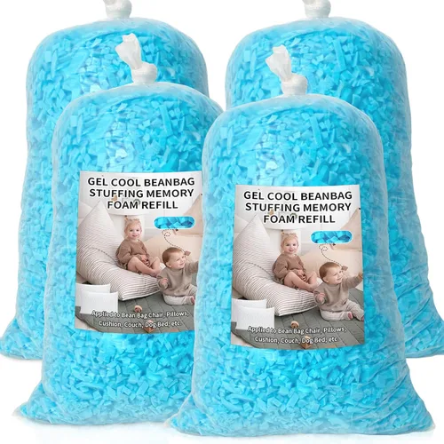 Vista 11 de Relleno de puf, relleno de espuma viscoelástica triturada de 5 libras, relleno de almohada suave para sofá, cojín, animales de peluche, cama
