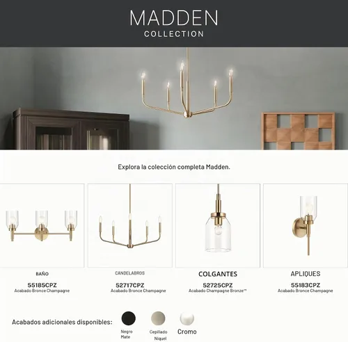 Vista 4 de Kichler Madden - Lámpara de pared para baño, 1 luz, bronce champán