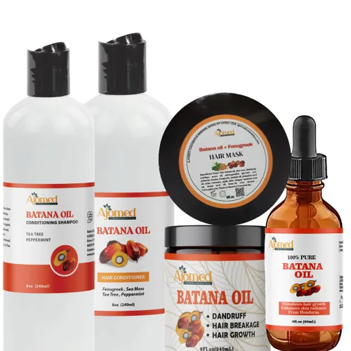 Vista 2 de Batana Oil & Sea Moss Hair Shampoo and Conditioner Set- Champú orgánico hecho a mano con aceite de ricino, aloe vera, alholva, romero, árbol