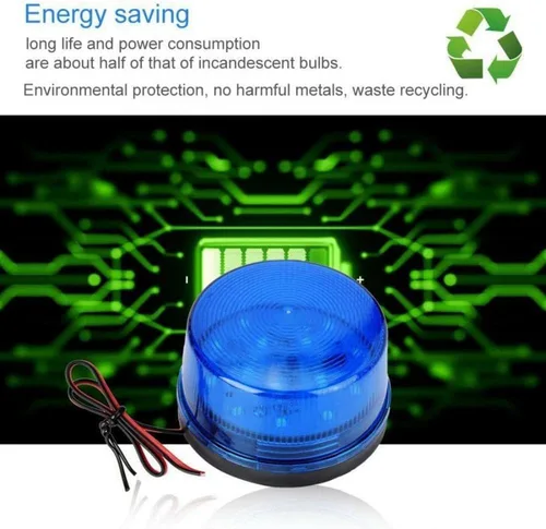 Vista 5 de RUNAAJA - 2 luces LED estroboscópicas azules de 12 V, alarma de emergencia, luz intermitente, lámpara de señal, alarma de seguridad para coche