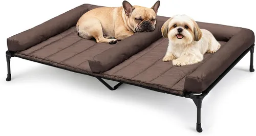 Vista 11 de Veehoo Cama elevada refrescante para perros + cojín doble impermeable para dos perros medianos, cama elevada para perros con tapete de apoyo