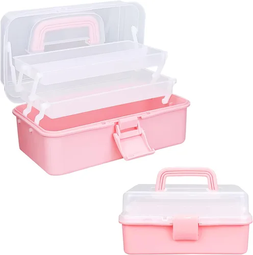 Vista 10 de Organizadores y almacenamiento de cajas de aparejos, organizadores y almacenamiento de manualidades de 10 pulgadas, caja de costura de tres capas
