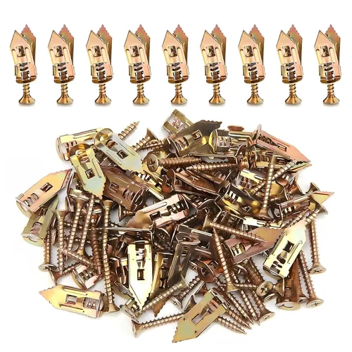 Vista 6 de SOPAMI Kit de 100 piezas de anclajes autoperforantes para paneles de yeso con tornillos, 50 piezas de anclajes para chapa (0.47X1.18 pulgadas) y 50