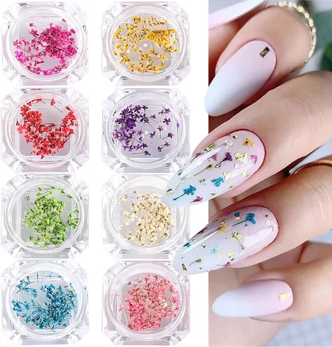 Vista 9 de 2 cajas de flores secas para uñas, mini flores de uñas reales 3D, flores secas, calcomanías de uñas, decoración de uñas, decoración de manicura