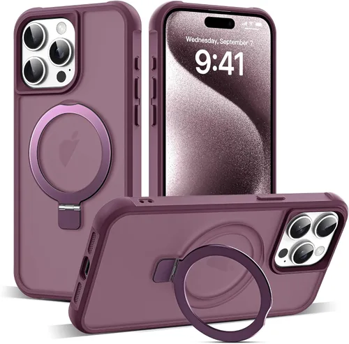 Vista 55 de SKYLMW - Funda compatible con iPhone 11 de 6.1 pulgadas, con soporte magnético invisible tipo anillo, funda translúcida de grado militar, compatible