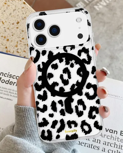 Vista 3 de SCORPIFY - Funda para iPhone 17 Pro Max Leopardo negro transparente LP-Negro Transparente Leopardo