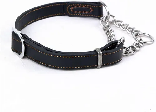 Vista 5 de Love Dream Martingale - Collar de cuero para perros de entrenamiento, cadena de acero inoxidable antiescape, sin tirones, para perros pequeños, Negro