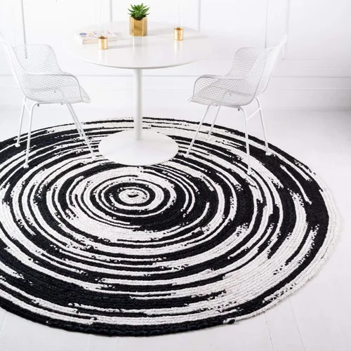 Vista 13 de Unique Loom Braided Chindi Collection Casual Modern Black Area Rug (9' 0 x 12' 0)
