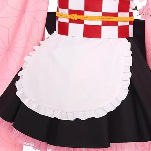 Vista 4 de Cosplay Life Demon Kimetsu Café Maid Lolita Vestido nuevo Anime Slayer Conjunto completo Kimono Disfraz