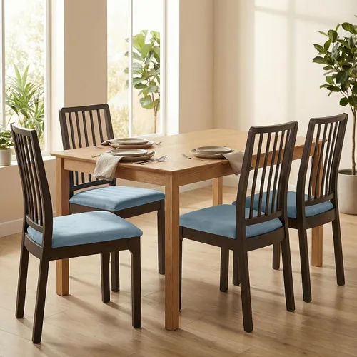 Vista 2 de Deisy Dee Fundas de asiento de terciopelo para sillas de comedor, juego de fundas para sillas de comedor (4, azul bebé)
