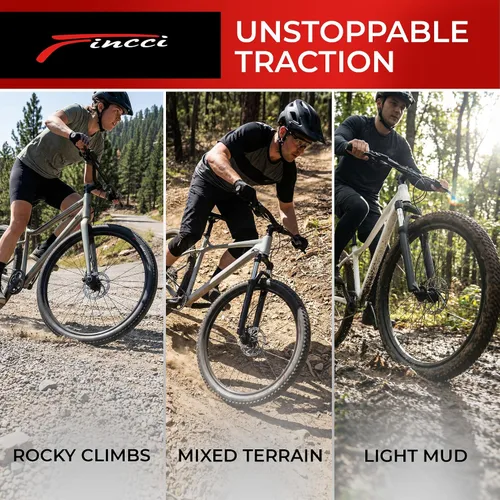 Vista 7 de Fincci Foldable 26x2.10 Mountain Bike Tires - 26 Inch Bike Tires with 1mm Nylon Puncture Proof - Black Kevlar 26 Bike Tyre 60 TPI with Cross Country