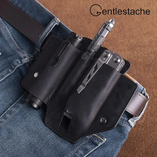 Vista 2 de Gentlestache Funda multiherramienta para cinturón, bolsa multiherramienta, soporte de cinturón de cuero para multiherramienta EDC organizador