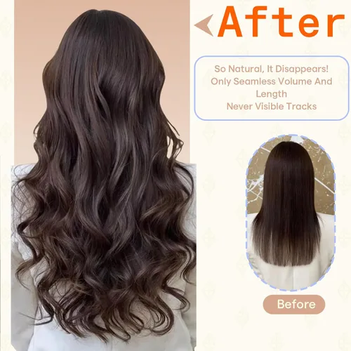 Vista 82 de Full Shine - Extensiones de cabello humano con cinta, mezcla de rubio hongo # 8 castaño ceniza resaltado 60 rubio ceniza