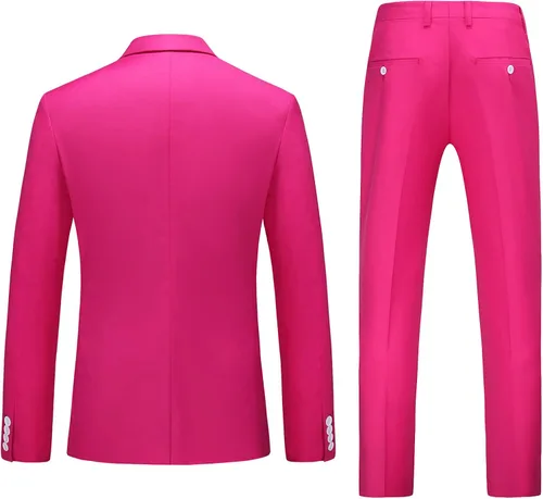 Vista 2 de MOGU Traje ajustado de 2 piezas para hombre, para baile de graduación, negocios, boda, baile (chaqueta de traje + pantalones)