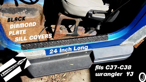 Vista 6 de Se adapta a Jeeep Wrangler YJ-CJ7-CJ8 Black Diamond Plate Large alféizar guardias de entrada 1976-95