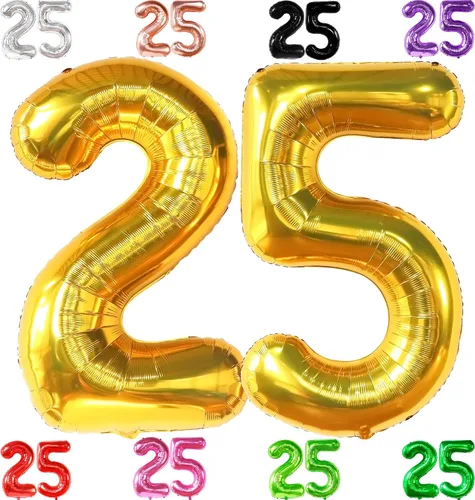 Vista 15 de KatchOn, Globo negro del número 25 de 40 pulgadas, globo de aluminio de Mylar del número 25 para decoraciones de feliz cumpleaños, globos del número