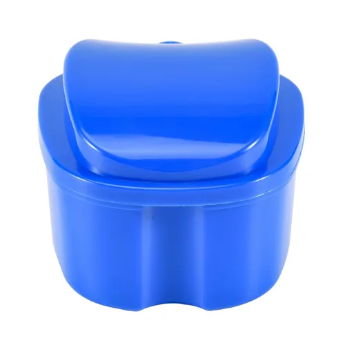 Vista 8 de Estuche azul para dentadura postiza, taza de dentadura con colador, caja de baño de dentadura postiza, caja de almacenamiento de dientes falsos