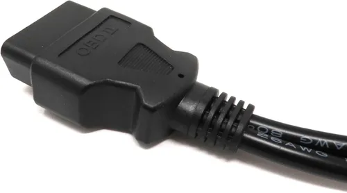 Vista 4 de Cable divisor OBD2 en Y, adaptador macho de 16 pines a hembra doble, cable resistente de 24 AWG, conexión de dispositivo doble, enchufe de ángulo