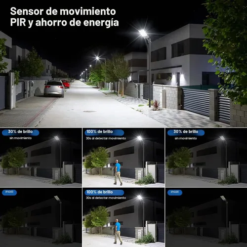 Vista 3 de Luces solares para exteriores impermeables, luz de inundación gran angular de 320°, luz LED solar de estacionamiento con sensor de movimiento