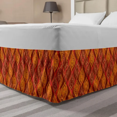 Vista 7 de Lunarable Falda de cama elástica de trébol, tréboles de cultura irlandesa con temática del día de San Patricio, 4 hojas, falda de cama de tela