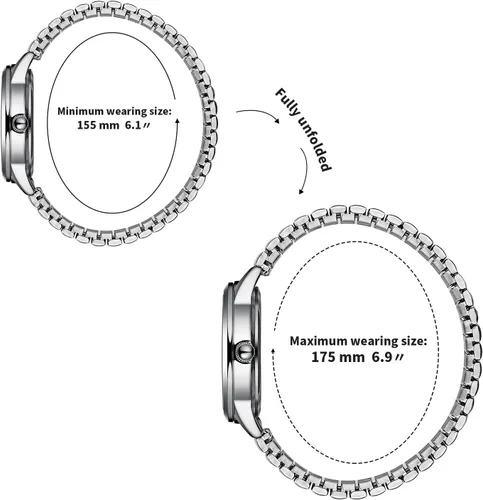 Vista 4 de BOSHIYA Relojes para mujer Easy Reader de 1.181 in de acero inoxidable con banda de expansión plateada dorada para mujer, reloj de pulsera pequeño