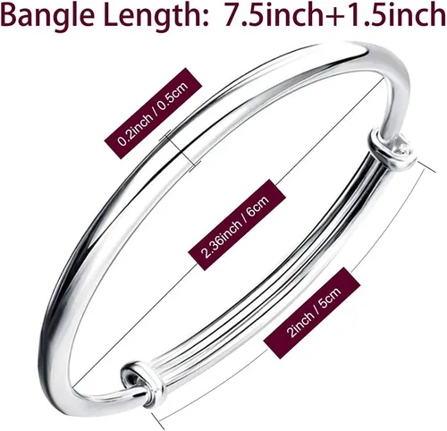 Vista 2 de 1 brazalete de plata de ley 925 sólida para mujer