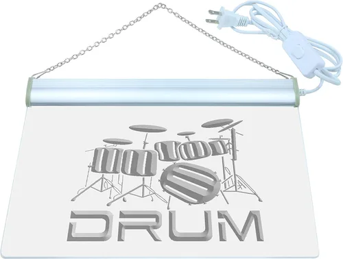 Vista 2 de ADVPRO J551-b Band Room Drum Rock n Roll - Letrero de luz de neón