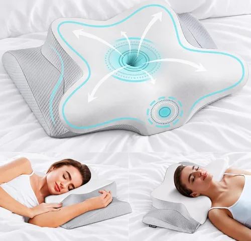 Vista 9 de Almohada cervical para el cuello para aliviar el dolor, almohadas de espuma viscoelástica de contorno para dormir, almohada ergonómica, almohada