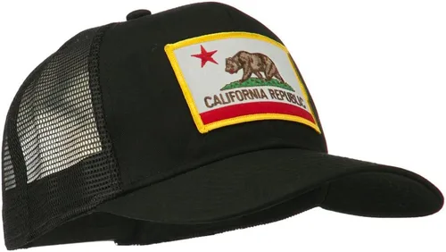 Vista 15 de e4Hats.com Gorra de malla de sarga parcheada con bandera del estado de California