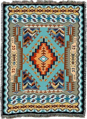 Vista 20 de Pure Country Weavers Manta Butte Clay - Inspirada en los nativos americanos del suroeste - Tapiz manta de regalo tejido de algodón - Fabricado