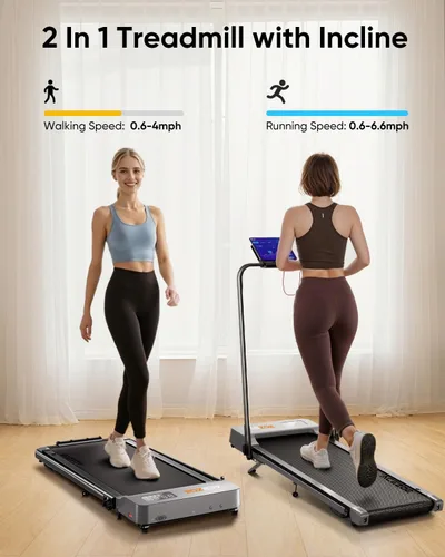 Vista 2 de Acezoe Walking pad Treadmill with Incline & Handle Bar, Folding Treadmill for Home Small Spaces, Compact Portable Under Desk Treadmill,Dual LED