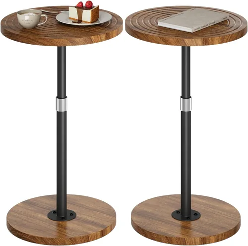 Vista 11 de Asgolion Mesa auxiliar redonda, mesa de bebidas de altura ajustable para espacios pequeños, mesa de Martini con pedestal, mesas de cóctel, base